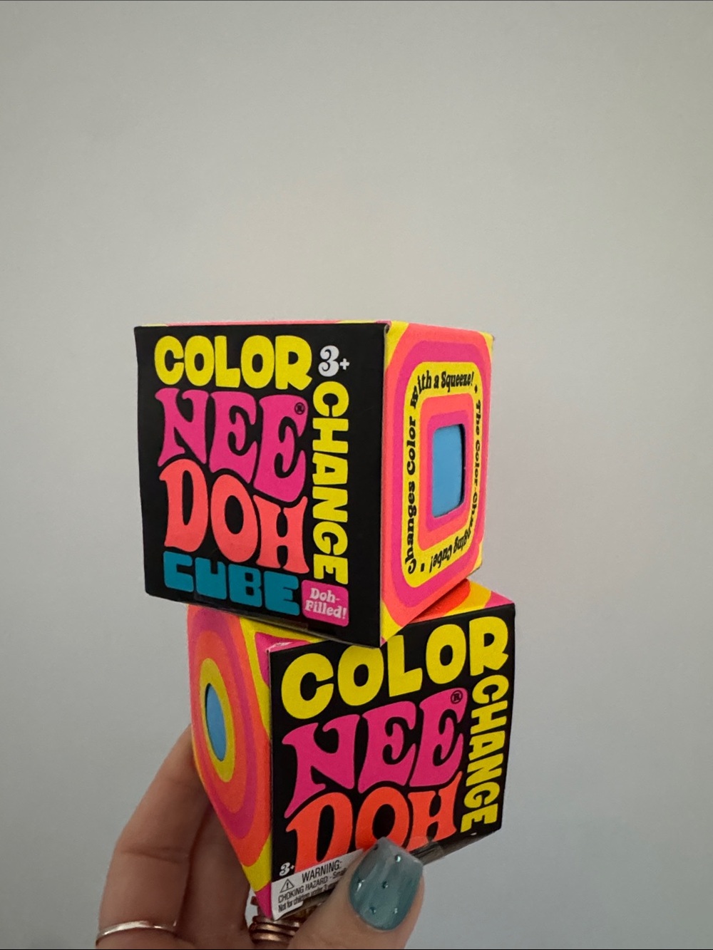 Color Change Squeeze Toy Cube & ball - choose color of Ball - Blue, Pink Yellow
